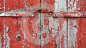 The oncebold red paint on the barns doors has faded to a dull rusted shade symbolizing the passage of time and neglect. photo