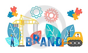 Oncept of brand creation and development, branding, rebranding, vector illustration