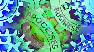 Ð¡oncept Business Processes on the Gears. Green and Blue gear weel background illustration 3d illustration