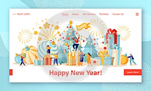 Ð¡oncept for website or web page design on theme of celebrating New Year.