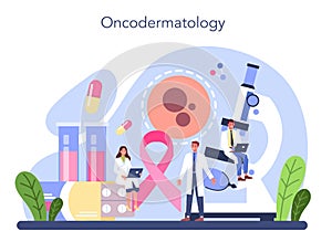 Oncodermatology concept. Dermatological oncology, skin cancer awareness