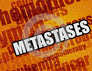 Oncological wordcloud concept: Metastases .