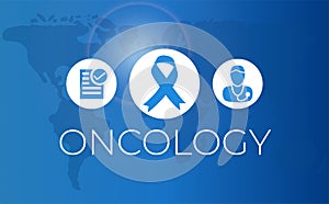 Oncology Banner Illustration with World Map