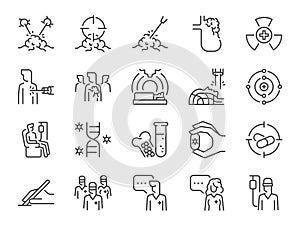 Oncology icon set. It included cancer, radiation therapy, targeted therapy, and more icons. Editable Vector Stroke. photo
