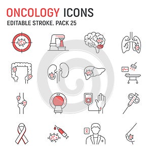 Oncology line icon set