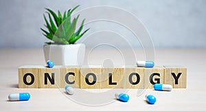 ONCOLOGY word made with building blocks. medical concept