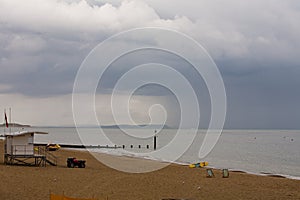 Oncoming Rain clears the Beach in Bournemouth.