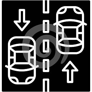 Oncoming traffic icon, car accident and safety related vector illustration
