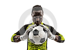 One african soccer player goalkeeper