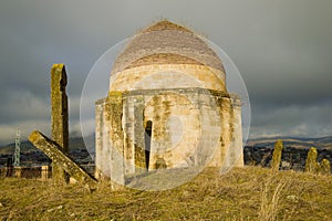 One of the ancient mausoleums of the `Eddie Gumbez` complex. Shemakhi, Azerbaijan