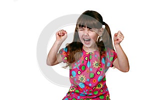 One Angry Young Child on White Background