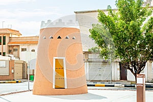 One of Arabian Aarif fortress tower standing on the street of Hail