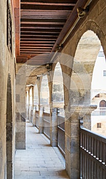 One of the arcades surrounding the courtyard of caravansary of Bazaraa, Cairo, Egypt