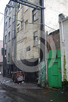 One of back alleys along Hasting Street