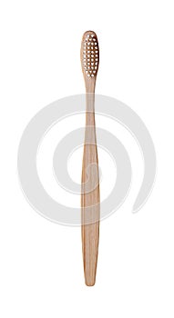 One bamboo toothbrush on white background. Eco friendly product