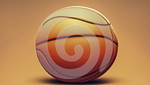 One basketball ball on orange background. Equipment for game sport. Copy space