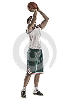 One basketball player jump isolation