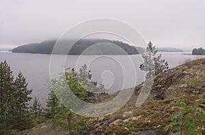 One of the bays of Lake Ladoga, landscape. Karelia.