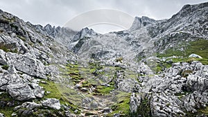Stunning mountain scenary with beautiful color combination. Picos de Europa from \