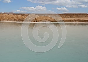 One of the beautiful salt pools around the Siwa Oasis in Egypt.