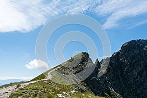 Turistická stezka na Tri Kopy v Rohácích Západní Tatry na Slovensku