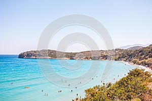 One of the best beaches on Crete, Greece. Voulisma beach near to Agios Nikolaos.