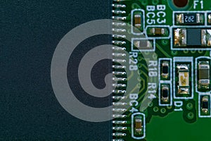 One big digital microscheme on motherboard with many leags