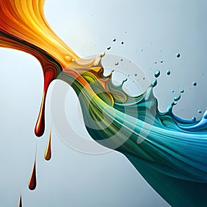 One big wave splash with paint drops on a light background