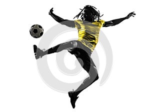 One black brazilian soccer football player man silhouette