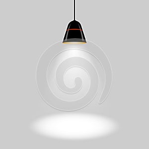 Black ceiling lamp. Vector.