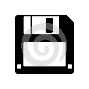 one black floopy disk icon isolated on white for web,app and design,vector illustraion