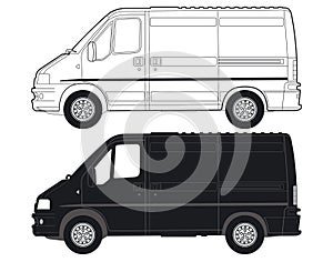 One black and one white van