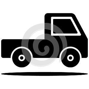 one black pickup truck icon on white,vector illustration