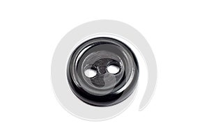 One black plastic button, isolate on white background