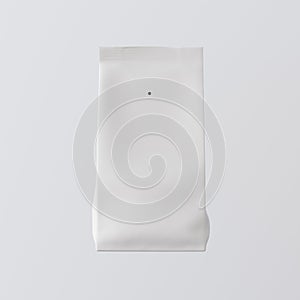 One Blank Painted White Paper Package Bulk Products Coffee Tea Isolated Empty Background.Clean Containers Mockup Ready