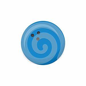 One blue bowling ball icon cartoon flat design style vector. Bowling ball, game symbol. Sport theme sign isolated on white