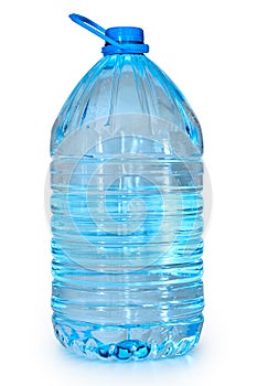 One blue five-liter bottle with drinking water