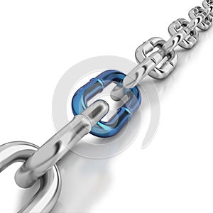 One blue link in a chrome chain