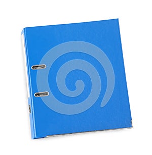 One blue office folder isolated on white, top view