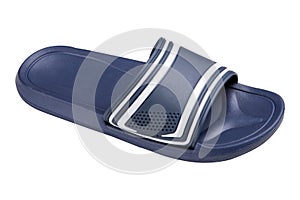 One blue slipper for a pool or beach, side view, on a white background, isolate