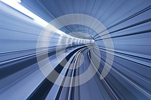 One blue tunnel in high speed