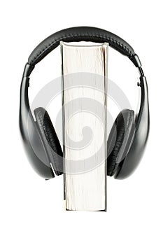 One book with headphones