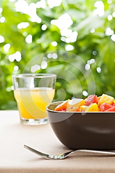 One bowl of Mixed tropical fruit salad