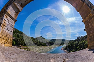 One bridge span is photographed lens Fisheye