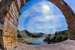 One bridge span is photographed lens Fisheye