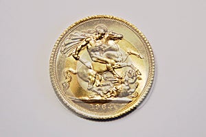 One british pound sterling gold, old type, 1964