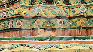 One Brown Cat Relaxtion on Colored Mosaics Local Pagoda