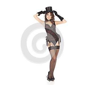 One burlesque dancer woman stripper showgirl