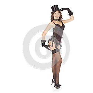 One burlesque dancer woman stripper showgirl