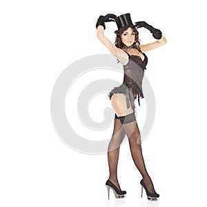 One burlesque dancer woman stripper showgirl